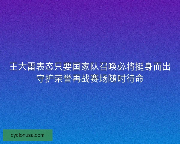 王大雷表态只要国家队召唤必将挺身而出守护荣誉再战赛场随时待命