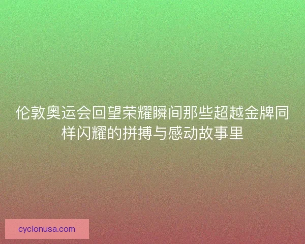 伦敦奥运会回望荣耀瞬间那些超越金牌同样闪耀的拼搏与感动故事里